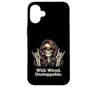 Wild Wired Unstoppable Rock Girl Skeleton, Rock'n Roll Party Case for iPhone 16 Plus