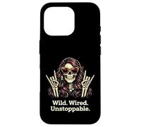 Wild Wired Unstoppable Rock Girl Skeleton, Rock'n Roll Party Case for iPhone 16 Pro
