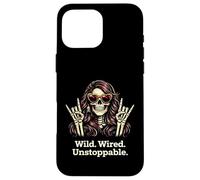 Wild Wired Unstoppable Rock Girl Skeleton, Rock'n Roll Party Case for iPhone 16 Pro Max