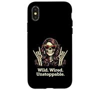 Wild Wired Unstoppable Rock Girl Skeleton, Rock'n Roll Party Case for iPhone X/XS