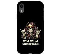 Wild Wired Unstoppable Rock Girl Skeleton, Rock'n Roll Party Case for iPhone XR
