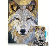 Wild Wolf Animal Gold 1000 Piece Jigsaws for Adults Think Training Play Tight Lock No Loose Pieces Unique Gift for Stress Relief (50x75cm)