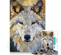 Wild Wolf Animal Gold Jigsaw for Adults1000 Pieces Mind Boost Game Seamless Fit Precise Pieces Relaxing Indoor Group Activity (38x26cm)