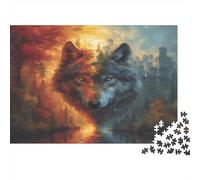 Wild Wolf Face-fantasy Art Style 1000 Piece Jigsaws with Precision Cut Personalised Jigsaws As A Party Puzzle Game for Social Gatherings 38x26cm/1000pcs