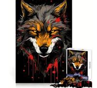 Wild Wolf Head Painting Jigsaw Puzzles for Teenagers 1000 Pieces Brain Wellness Mind Calming Fun Perfect Lock (38x52cm)