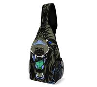 Wild Wolf Head Unisex Daypack Multiple Pockets Sling Bag Breathable Chest Bag For Cycling Sports Business