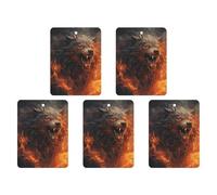Wild Wolf In The Fire Car Air Freshener Hanging Incense Chips 5 Pack Automotive Scented Hanging Sheets for Car Home Auto Interior Decor Square,black-style