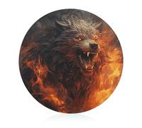 Wild Wolf in The Fire Cutting Board, Round Tempered Glass Chopping Block Unique Kitchen Cutting Boards for Pizza, Vegetables, Fruits, Cheese And Charcuterie