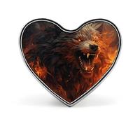 Wild Wolf in the Fire Lapel Pin Brooch Pins for Men Women Lightweight Enamel Buttons for Backpacks, Hats, Bags, Lanyards