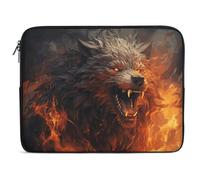 Wild Wolf in The Fire Laptop Sleeve Case 15inch, Shockproof Protective Case, 10-17 Inch Computer Sleeve, Water Resistant Laptop Briefcase for Men Women Compatible with MacBook Air/Notebook/Tablet