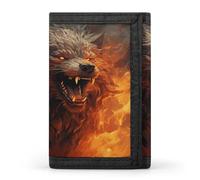 Wild Wolf in The Fire Men's Wallet Extra Capacity Trifold Wallet Thin & Stylish Trifold Card Holder with ID Window
