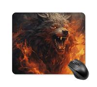 Wild Wolf in The Fire Mouse Pad Square Mouse Mat Non-Slip Rubber Base Mousepad Wireless Mice Mat for Gaming, Office & Home, Waterproof Mouses Mats for Laptop/Desktop 25 * 30cm