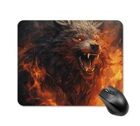 Wild Wolf in The Fire Mouse Pad Square Mouse Mat Non-Slip Rubber Base Mousepad Wireless Mice Mat for Gaming, Office & Home, Waterproof Mouses Mats for Laptop/Desktop 20 * 25cm