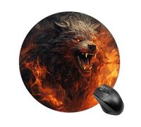 Wild Wolf in The Fire Round Mouse Pad Smooth Glide Gaming Mousepad Extra Density Portable Comfortable Mouse Mat for Desk, Home, Office 7.8x7.8 Inches