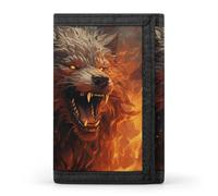 Wild Wolf in The Fire Wallet Minimalist Mens Slim Trifold Wallets Modern Fashion Wallets Anti-Theft Wallet Holds Cards And Cash