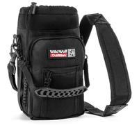 Wild Wolf Outfitters Water Bottle Carrier Holder with Adjustable Strap and 2 Pockets for Hands-Free Walking and Hiking | Black, 1.9 L