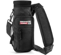 Wild Wolf Outfitters Water Bottle Carrier Holder with Adjustable Strap and 2 Pockets for Hands-Free Walking and Hiking | Black, 750 ml