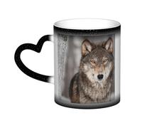 Wild Wolf Print, Ceramics Mug Heat Sensitive Color Changing Mug in The Sky Coffee Mugs Ceramic Cup 330ml