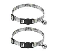 Wild Wolves Kitten Collar with Bell 2 Pack Pet Collars Adjustable Length 10.6" to 17.1"