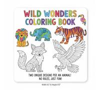Wild Wonders Coloring Book: 45 Animal and Bird Illustrations with Two of Every Design, Stress-Relieving Line Art for All Ages, 8.5" x 8.5" Square Format