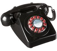 Wild Wood 746 Rotary Design Retro Landline Telephone, Black