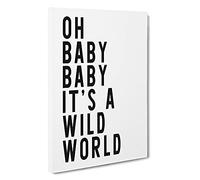 Wild World Typography Canvas Print | Gallery Wrapped 30mm Frame Wall Art | 30x20 inches | Ready to Hang | Modern Typography Picture | Living Room Bedroom Lounge Office