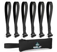 Wild Xplorer Rooftop Cargo Tie Down Hook Straps - Universal Fit for 4 Door Cars, SUVs & Trucks - 550 Pound Load Capacity - Black Nylon Straps with Stainless Steel Hooks - No Roof Rack Required