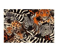 Wild Zebra Tiger Animals with Skin Placemats Set of 1 for Dining Table Washable Non Slip Placemat for Christmas Holiday Birthday Party Table