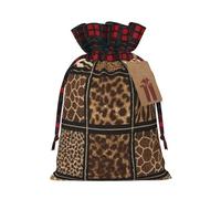 (Wild Zoo) Christmas Drawstring Gift Bags Fabric Gift Bags Goodie Bags For Xmas Party Wedding Party Birthday Diy M