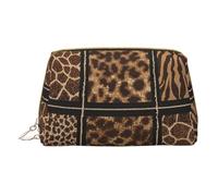 Wild Zoo Leather Hand-Held Zipper Makeup Bag Storage Bag for Miscellaneous Items Pen Case