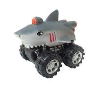 Wild Zoomies from Deluxebase. Friction powered toy monster trucks with cool animal riders, great red panda toys for boys and girls (Shark)