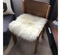 Wildash London - 100% Genuine Real Sheepskin Seat Pad Cover, Square 37cm, British Cream White Ivory UK (Single)