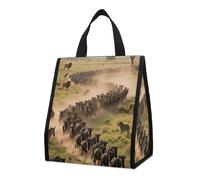 Wildbear Migration in The Grassland Insulated Lunch Bag Box, 12L Capacity with Dual Side Pockets, Foldable Cooler Tote, Leakproof Lunch Cooler Bag, Reusable Picnic Tote Bags for Work Travel Office Bea