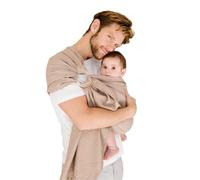 WildBird - Ring Sling Baby Carrier - Newborn to Up to 35 lbs - for Moms, Dads & Caregivers - 100% Natural European Linen Fibers - Versatile & Adjustable - 74” Size - Desert Lark Fabric & Bronze Ring