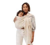WildBird - Ring Sling Baby Carrier - Newborn to Up to 35 lbs - for Moms, Dads & Caregivers - 100% Natural EuropeanLinen Fibers - Versatile & Adjustable - 74” Size - Sparrow Fabric & Rose Gold Ring