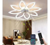 Wildcat Ceiling Fans with Lights, Quiet Modern Led with Remote Control Timer Flower Shape Design Fan Ceiling Light for Bedroom Kitchen (90CM)