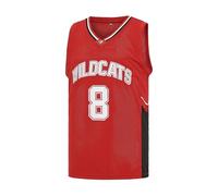 Wildcats Basketball Jersey for Men 14 Troy Bolton 8 Chad Danforth High School Costume, 8 Red, Large