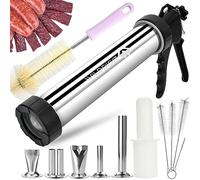 WILDDIGIT 2LB Professional Jerky Gun Kits, Sausage Stuffer, Stainless Steel Jerky Maker, Jerky Shooter, Beef Jerky Making Gun with 5 Nozzles, 1 meat pusher and 5 Cleaning Brushes