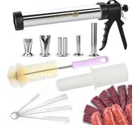 WILDDIGIT Professional Beef Jerky Gun Kit, Stainless Steel Jerky Maker with 5 Nozzles and 5 Brushes