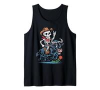Wildebeest Cowboy Skeleton Halloween Tank Top