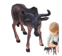 Wildebeest Toy - Realistic PVC Brown Small Animal Model, Detailed Wildlife Figurine Ornament, Educational Cognitive Learning Tool, Durable Sturdy Desktop Decoration | Interactive Safari Fun For Boys