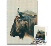 Wildebeest Wilderness Puzzle for Adults 1000 Pieces Focus Building Educational Activity for Festive Occasions Size 38x26cm