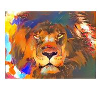 Wilder Löwe, bunt, abstrakt, großer Kunstdruck, Wanddekoration, 45,7 x 61 cm