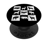 Wilderness Animal Silhouette Grid Bear Deer Wolf Moose Eagle PopSockets Adhesive PopGrip
