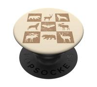 Wilderness Animal Silhouette Wolf Moose Eagle Bear Deer PopSockets Adhesive PopGrip