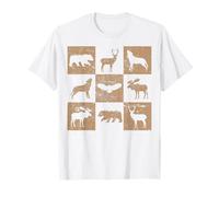 Wilderness Animal Silhouette Wolf Moose Eagle Bear Deer T-Shirt
