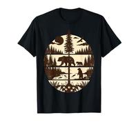 Wilderness Circle Scene Bear Cub Eagle Nature Forest T-Shirt