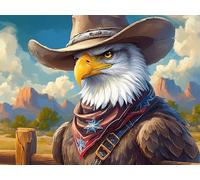 Wilderness Cowboy Bald Eagle 300 Pieces Set Classic Jigsaw Puzzle Colorful Fantasy Wildlife Couple Puzzle Partners Mind Relaxation Wall Decor Easter New Year Premium Cardboard 300 PCS/40x28cm
