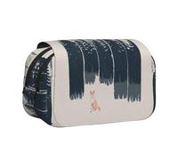 Wilderness Fox Art Flip-Top Double-Layer Pencil Case,Large Capacity (Holds 50 Pens/Pencis),Full-Print Durable Polyester School Office Supplies