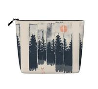 Wilderness Fox Art Printed Single-Layer Cosmetic Bag Faux Linen Material Large Capacity Coin Purse Travel and Business Trip Essential